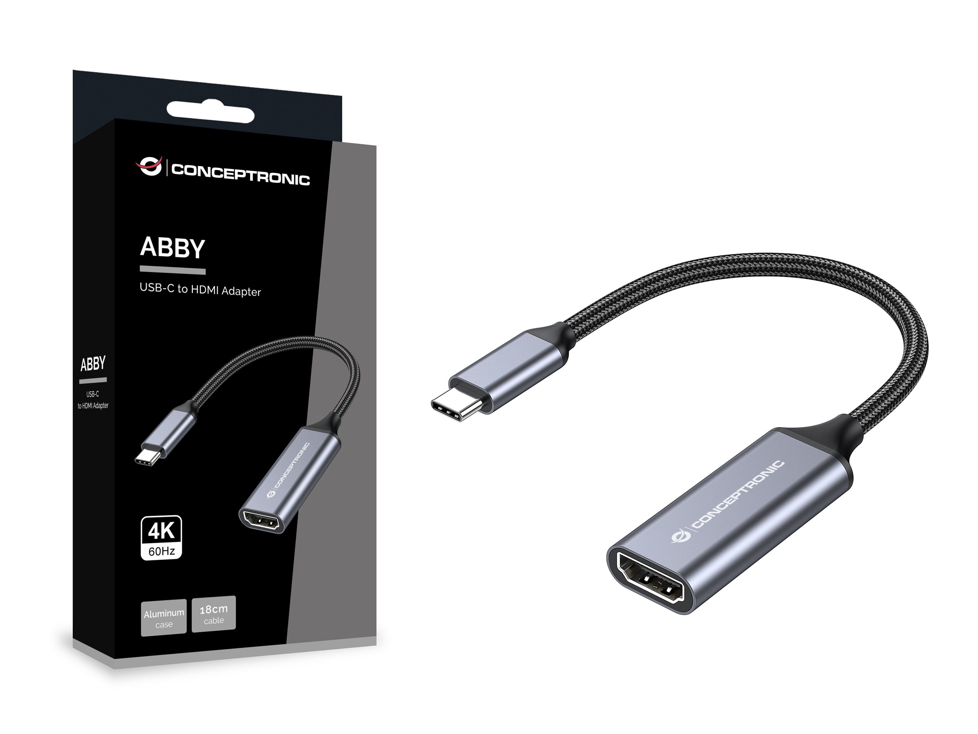 Conceptronic ABBY09G USB-C-zu-HDMI-Adapter, 4K 60Hz