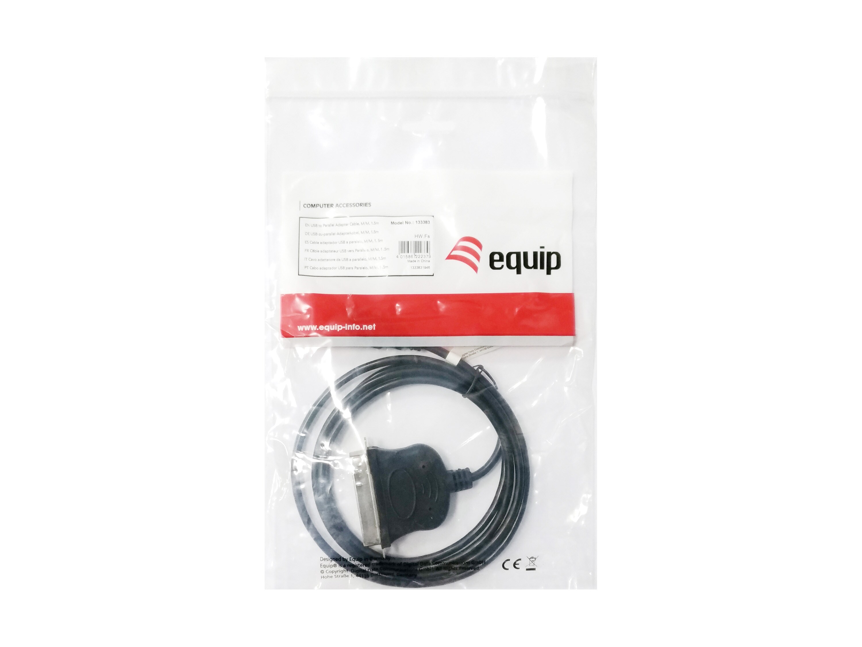 EQUIP 133383 USB-A auf Parallel adapter kable, schwarz