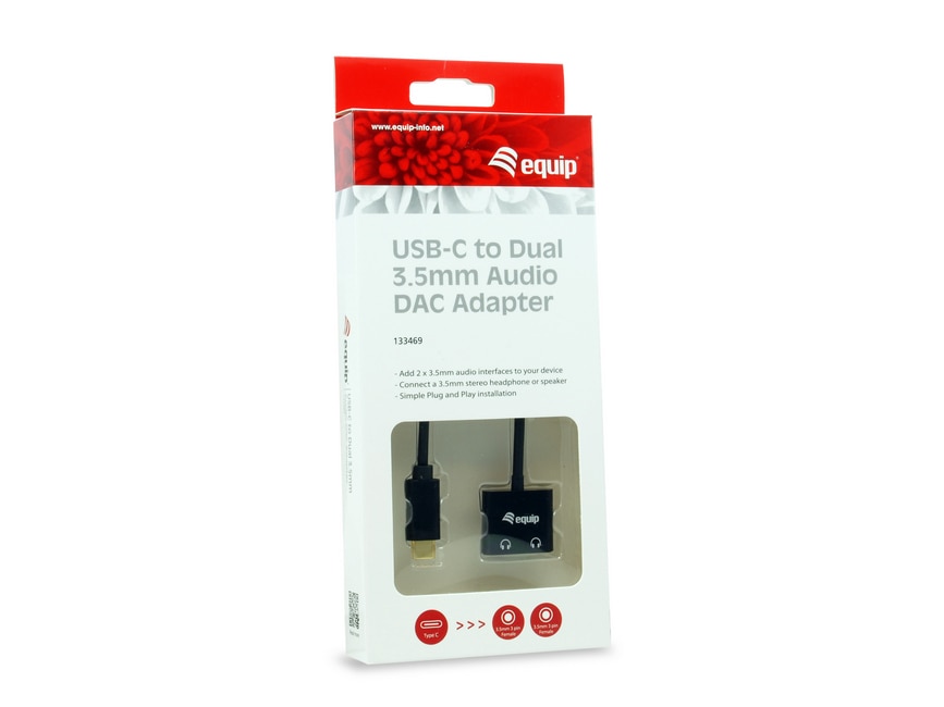 EQUIP 133469 USB C auf Dual 3,5 mm Kopfhörer DAC Adapter