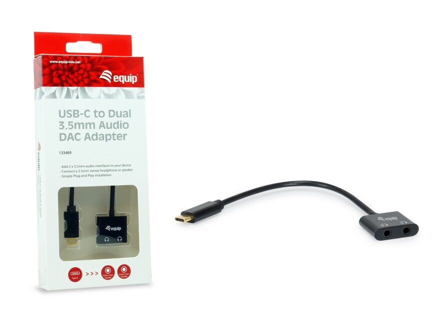 EQUIP 133469 USB C auf Dual 3,5 mm Kopfhörer DAC Adapter