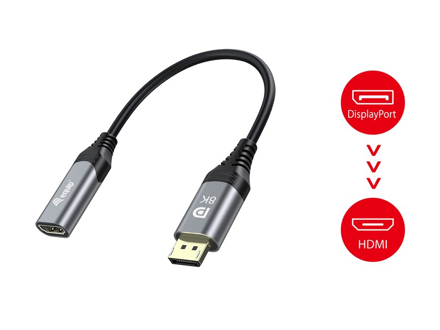 EQUIP 133446 DisplayPort 1.4 auf HDMI Adapter, 8K/60Hz