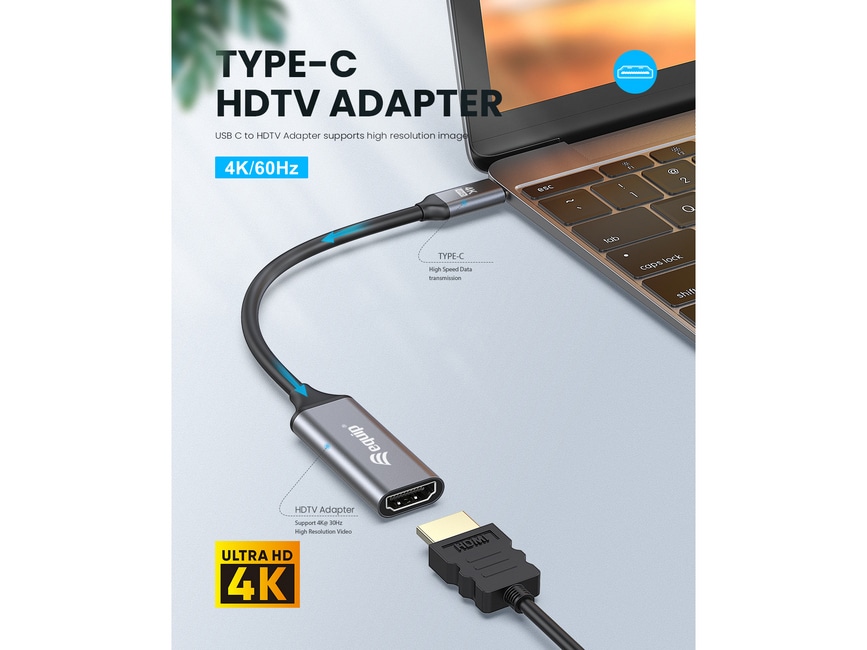 EQUIP 133491 USB-C auf HDMI 2.0 Adapter, 4K/60Hz