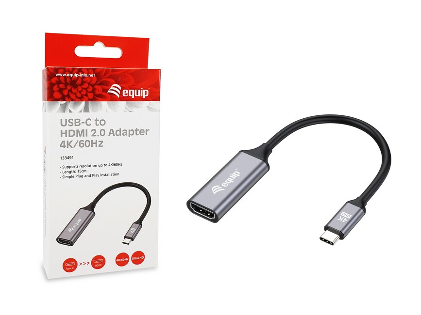 EQUIP 133491 USB-C auf HDMI 2.0 Adapter, 4K/60Hz