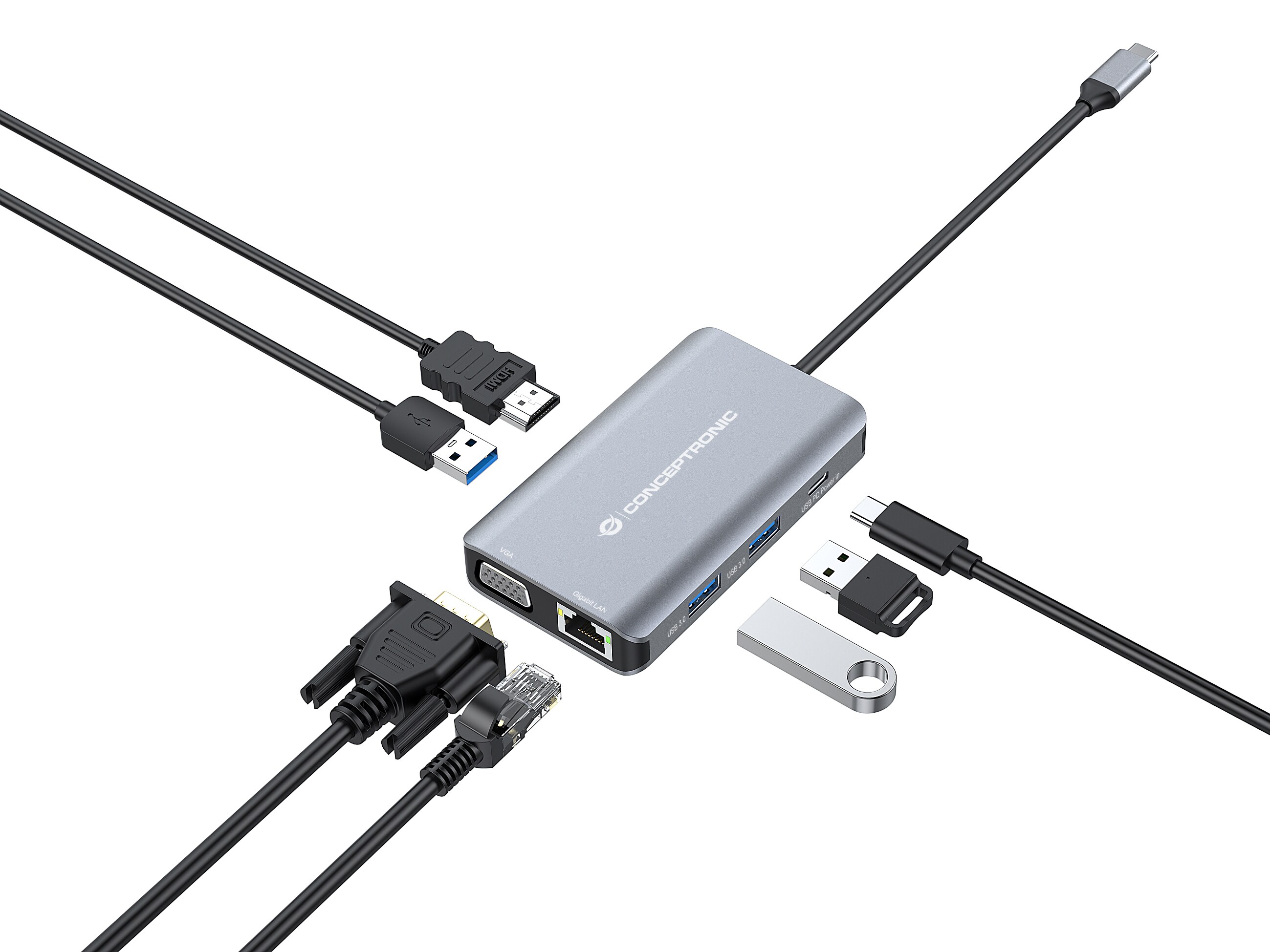 Conceptronic DONN21G 7-in-1 USB 3.2 Gen 1 Dockingstation