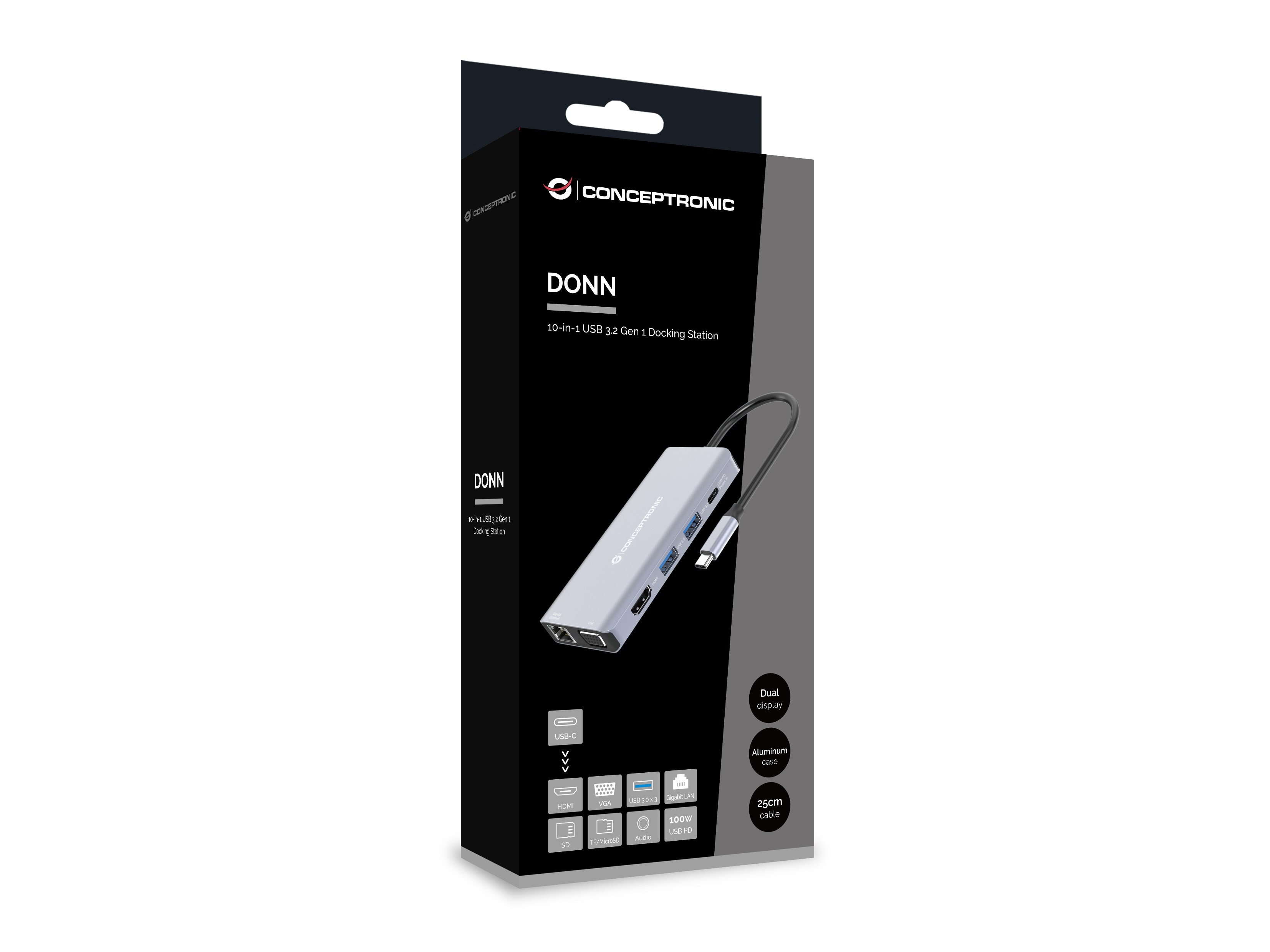 Conceptronic DONN20G 10-in-1 USB 3.2 Gen 1 Dockingstation, HDMI, USB-A 3.0 x 3