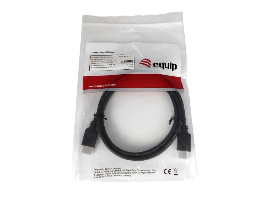 EQUIP 119310 HDMI High Speed Kabel, 1080P, 1.8, Schwarz