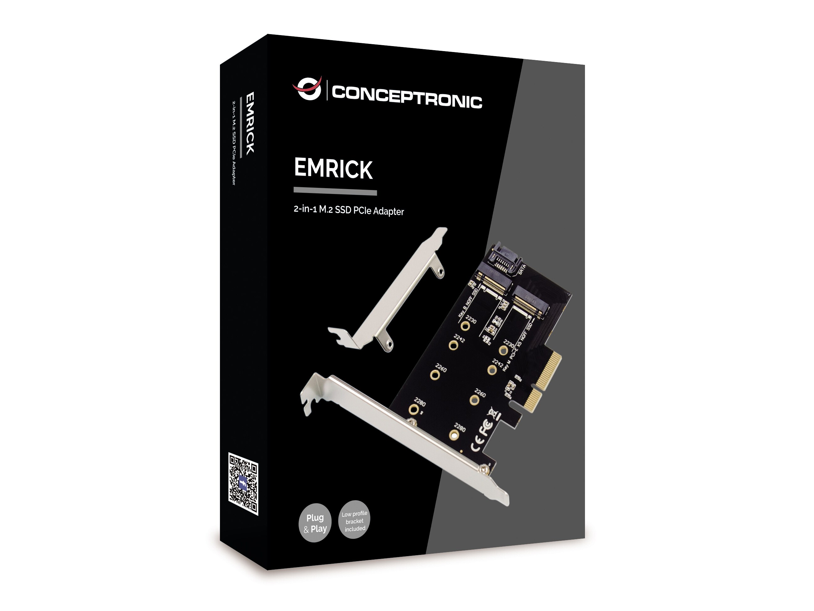 Conceptronic EMRICK04B 2-in-1-M.2-SSD-PCIe-Adapter