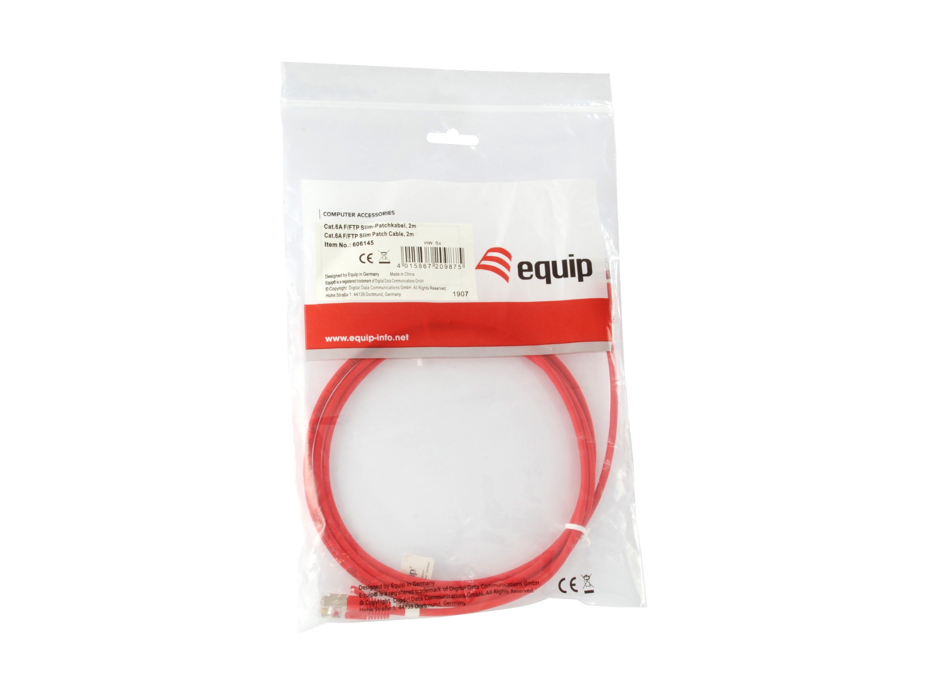 EQUIP 606142 Cat.6A F/FTP Slim-Patchkabel, 0.25m, Rot