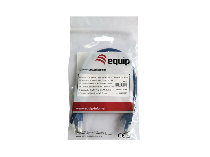 EQUIP 625437 Cat.6 U/UTP Patchkabel, 0.5m , Blau