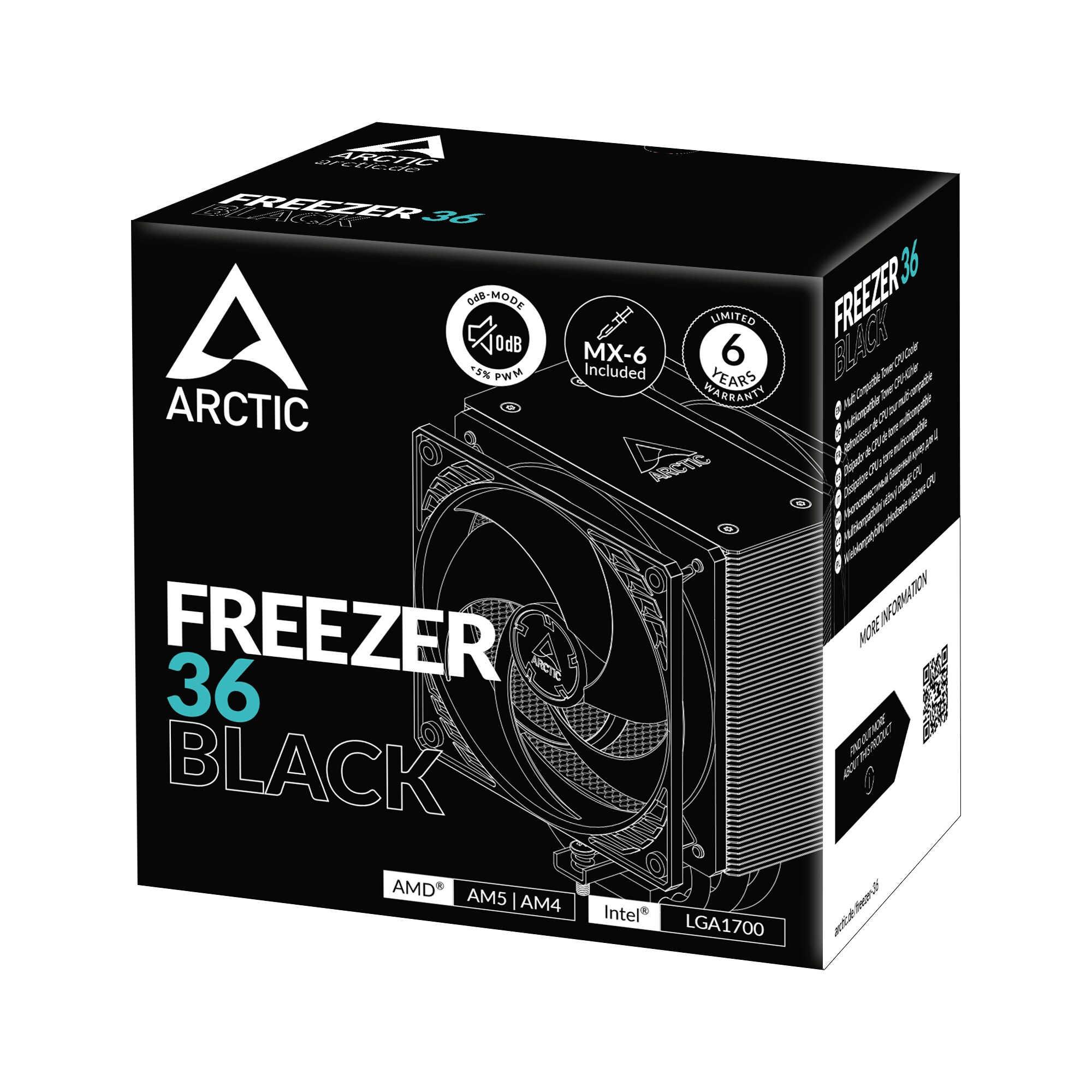 Arctic Freezer 36 Black CPU Kühler für AMD und Intel CPUs