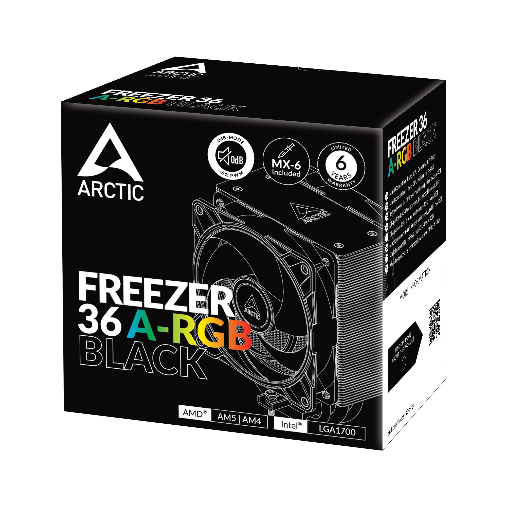 Arctic Freezer 36 A-RGB Black CPU Kühler für AMD und Intel CPUs