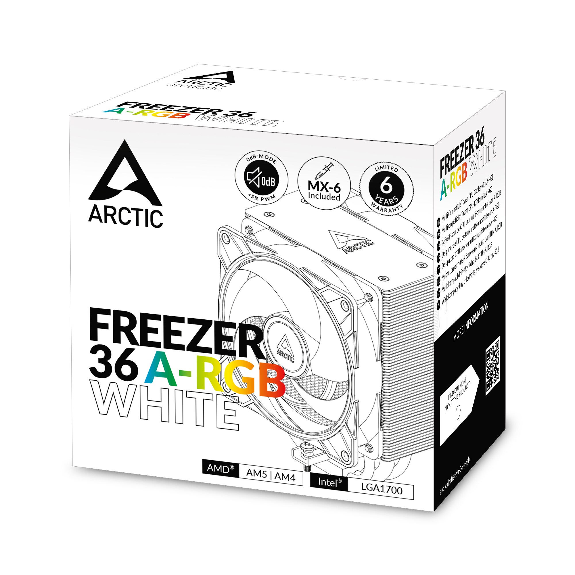 Arctic Freezer 36 A-RGB White CPU Kühler für AMD und Intel CPUs