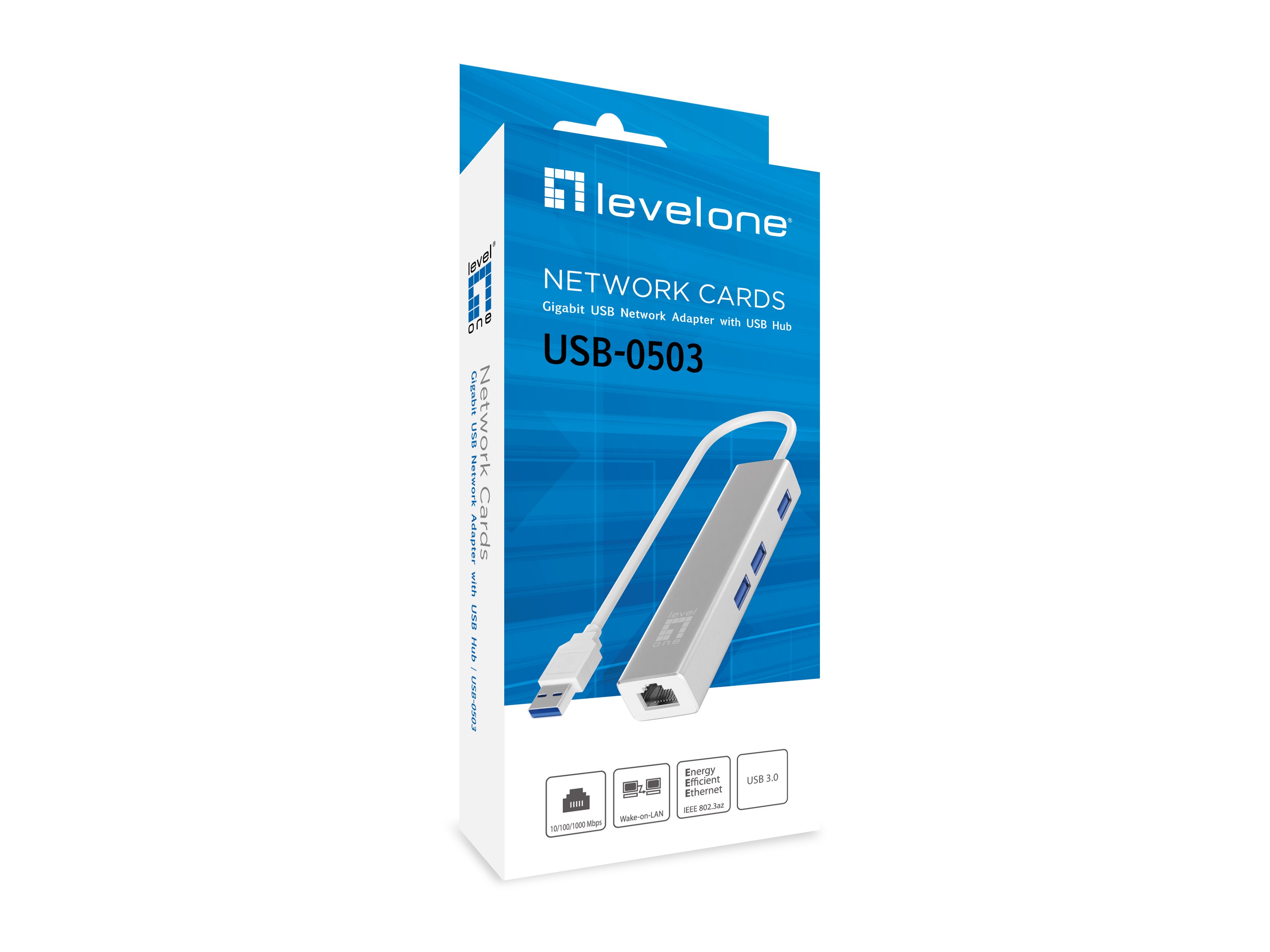 LEVELONE USB-0503 Gigabit USB Network Adapter, USB Hub