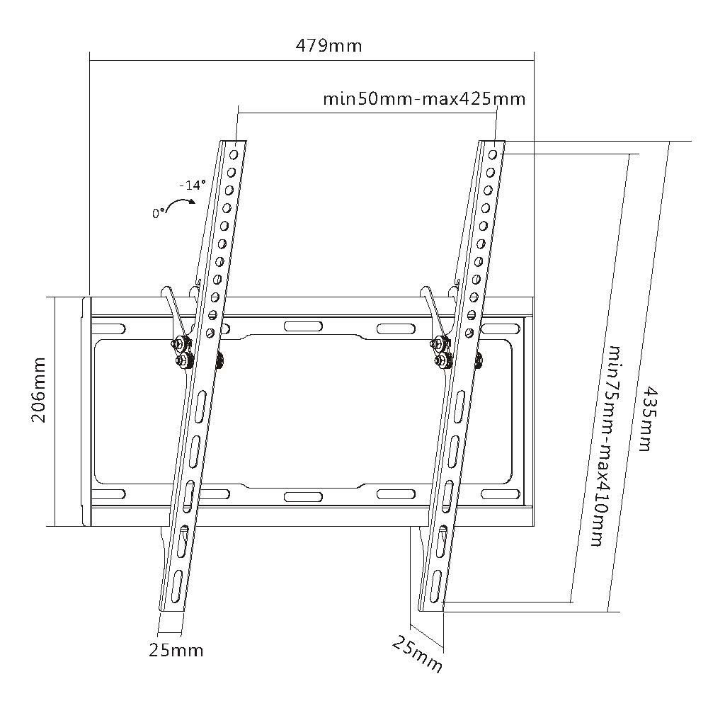 EQUIP 650311 32"-55" Neigbare Wandmontagehalterung für 32 bis 55 Zoll