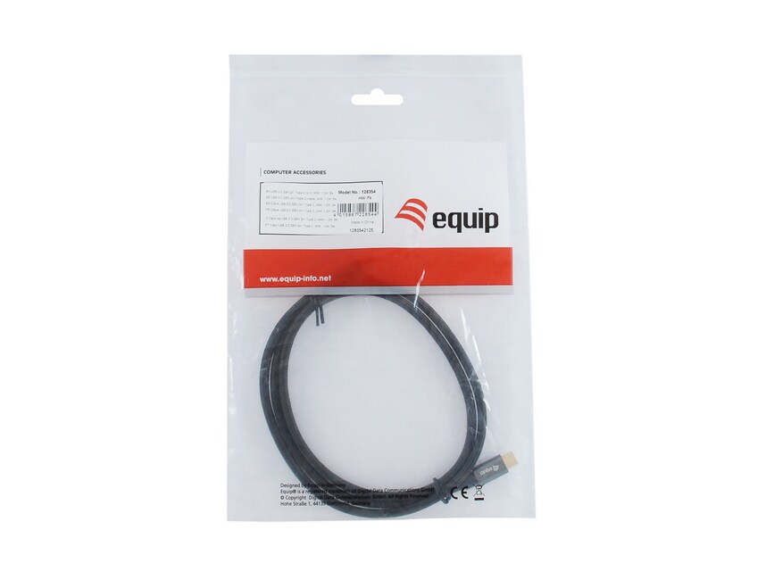 EQUIP 128354 USB 3.2 Gen 2 C auf C Kabel 1.0m PD100W 4K/60Hz 10Gbps Schwarz