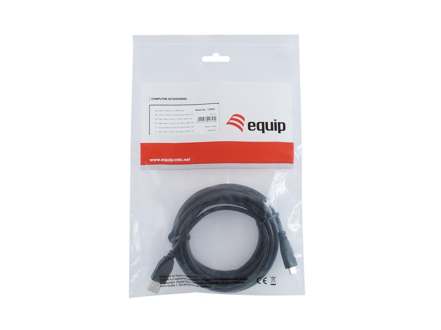 EQUIP 128886 USB 2.0 C auf A Kabel, M/M, 3.0m