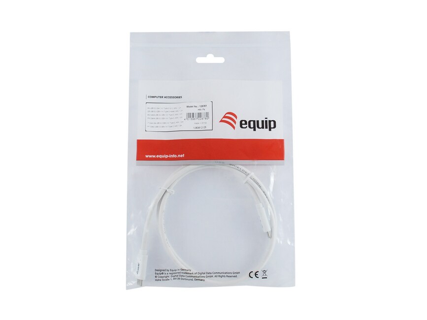 EQUIP 128361 USB 3.2 Gen 1 C auf C Kabel, M/M, 1.0m, PD 60W, 5Gbps, Weiß