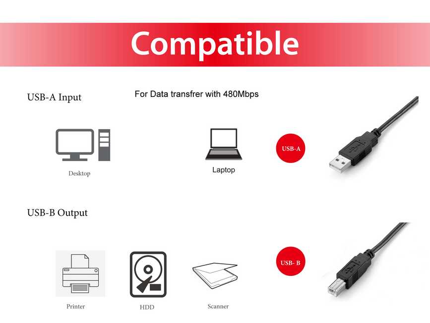 EQUIP 128862 USB 2.0 A auf B Kabel, 5.0m ,M/M, Schwarz