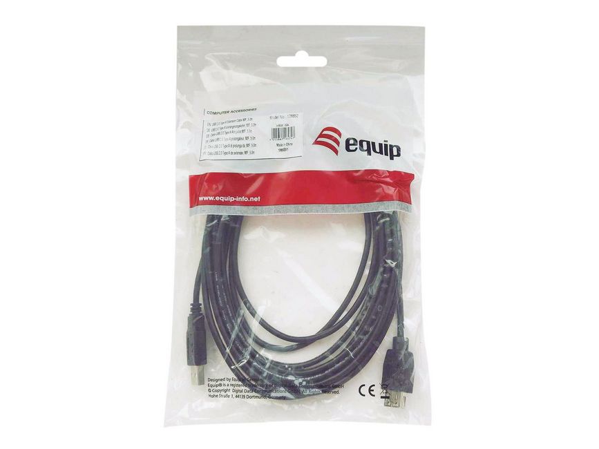 EQUIP 128862 USB 2.0 A auf B Kabel, 5.0m ,M/M, Schwarz