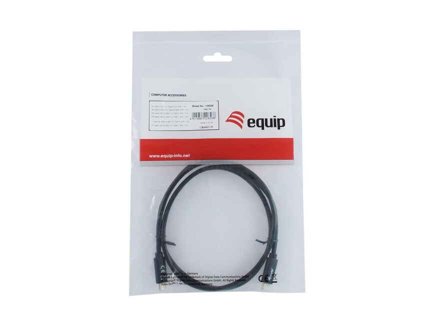 EQUIP 128346 USB 3.2 Gen 1 C auf C Kabel, M/M, 1.0m, PD 60W, 5Gbps, Schwarz