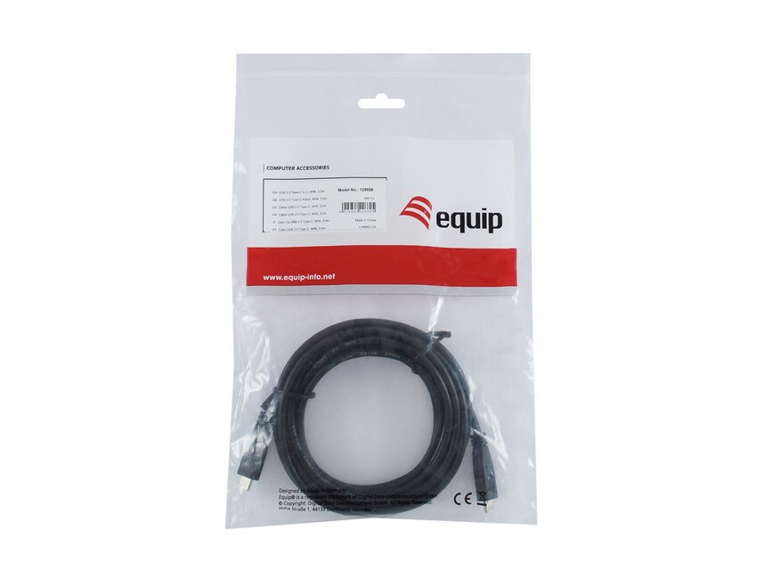 EQUIP 128888 USB 2.0 C auf C Kabel, M/M, 3.0m, PD 60W