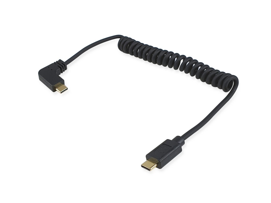 EQUIP 128889 USB 2.0 C auf C 90° abgewinkeltes Spiralkabel, St./St., 1,0 m