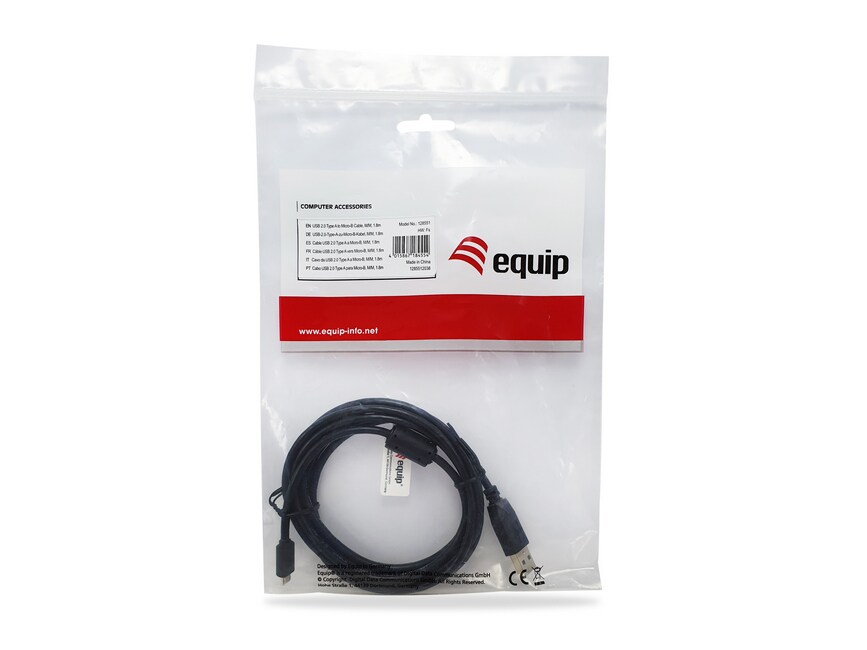 EQUIP 128596 USB 2.0 A auf Micro-B Kabel, 1.0m , Black