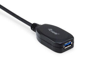 EQUIP 133347 Aktive USB 3.0 Verlängerungskabel, M/F, 10m, 5Gbps, Schwarz