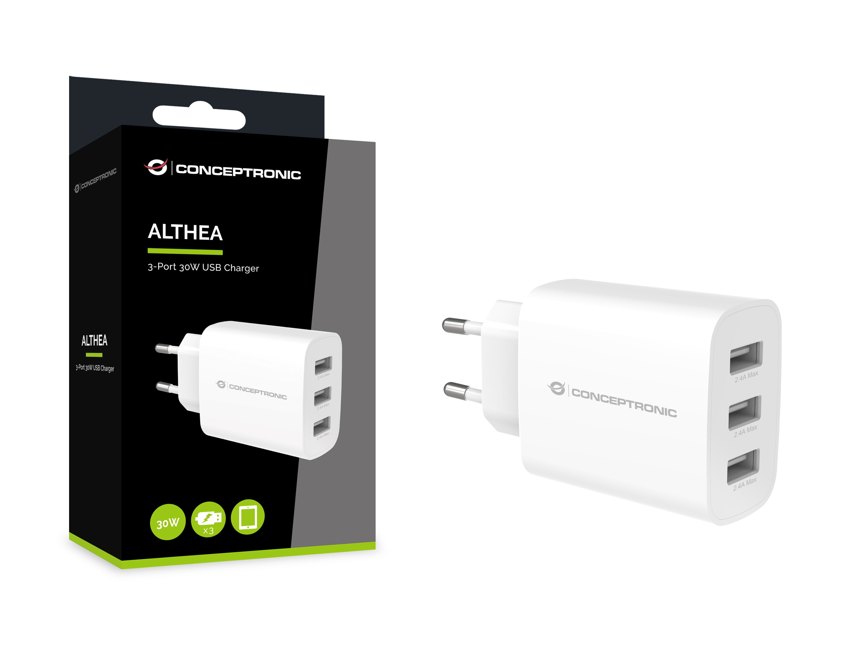 Conceptronic ALTHEA13W 3-Port 30W USB-Ladegerät