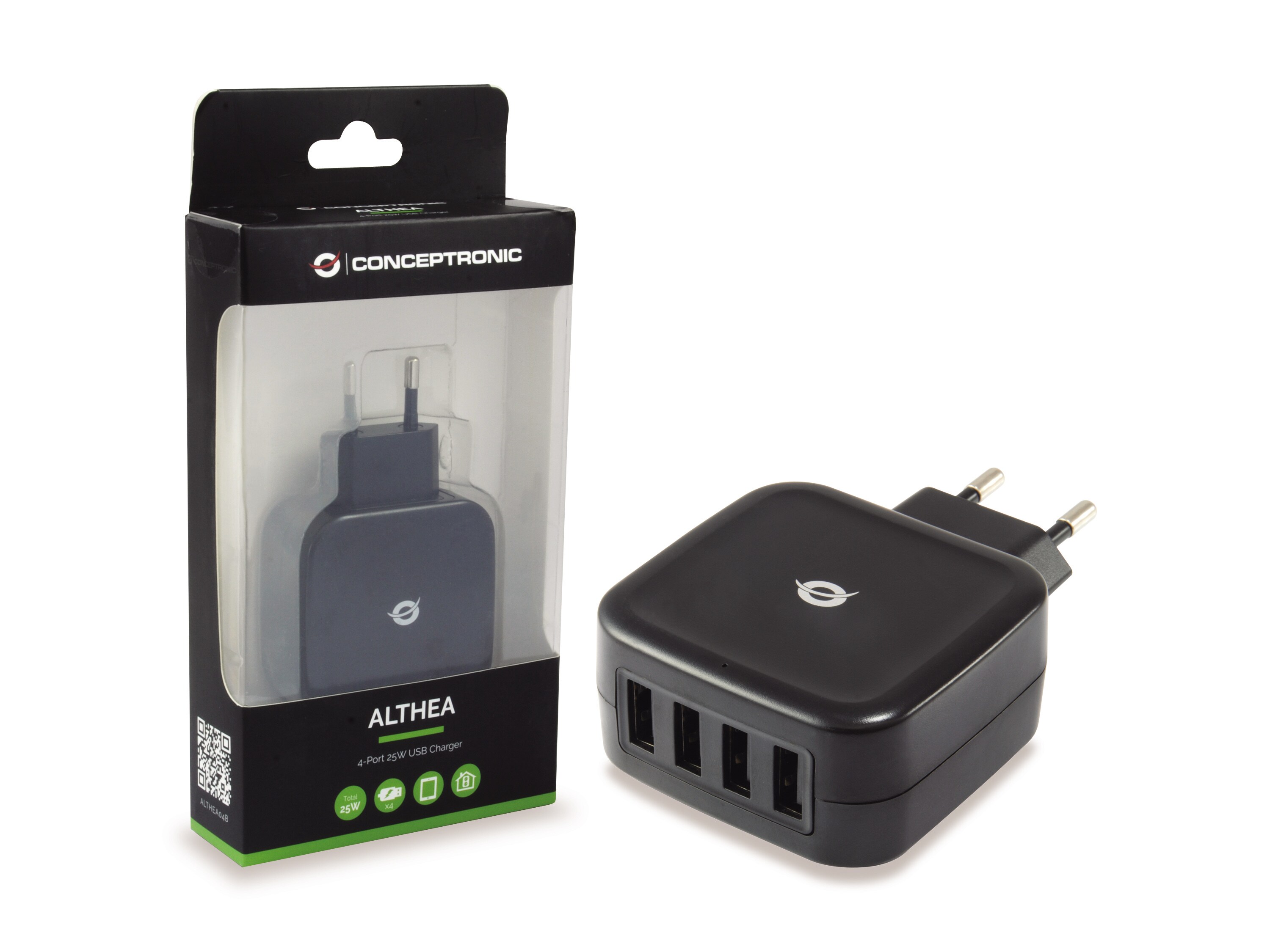 Conceptronic ALTHEA04B 4-Port-25-W-USB-Ladegerät