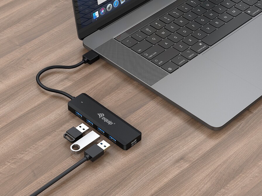 EQUIP 128959 4-Port-USB-3.2 Gen 1-Hub und Adapter für USB-C