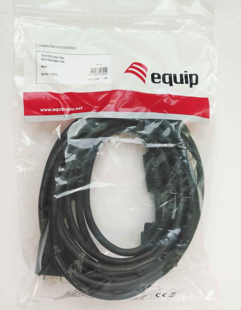 EQUIP 118812 HD15 VGA Kabel, 5m