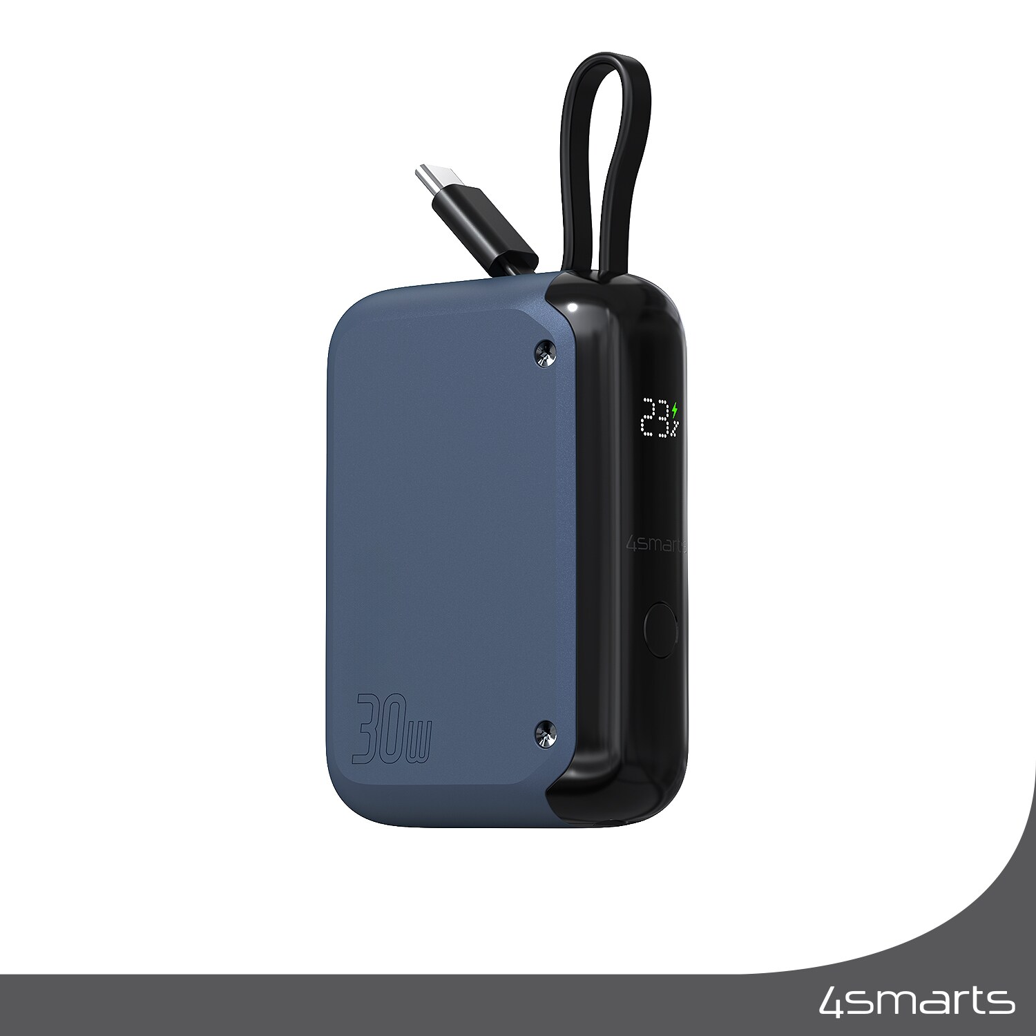 4smarts Powerbank Pocket mit USB-C Kabel 10000mAh - stahlblau