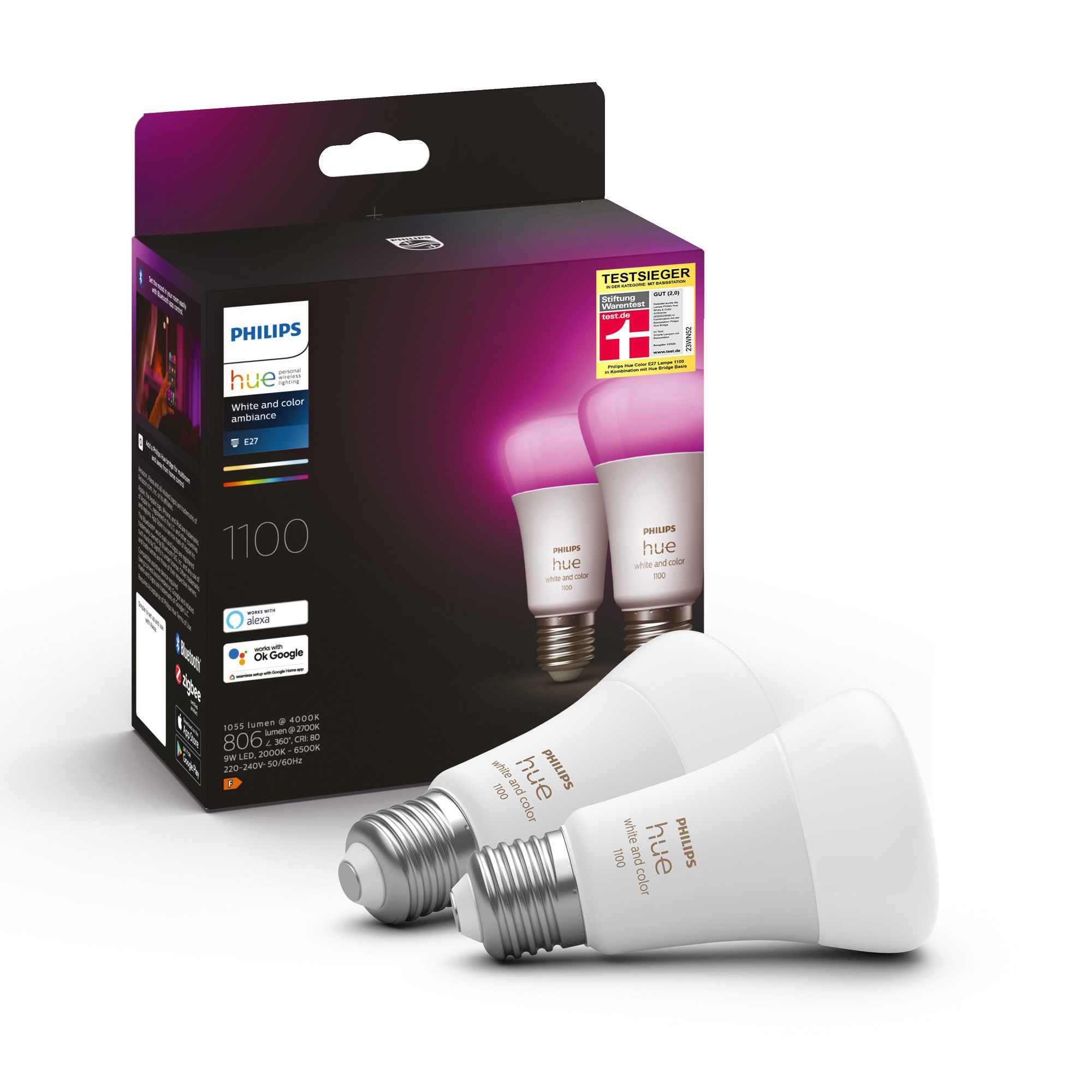 Philips Hue White &amp; Color Ambiance E27 806lm 75W, 2er Pack