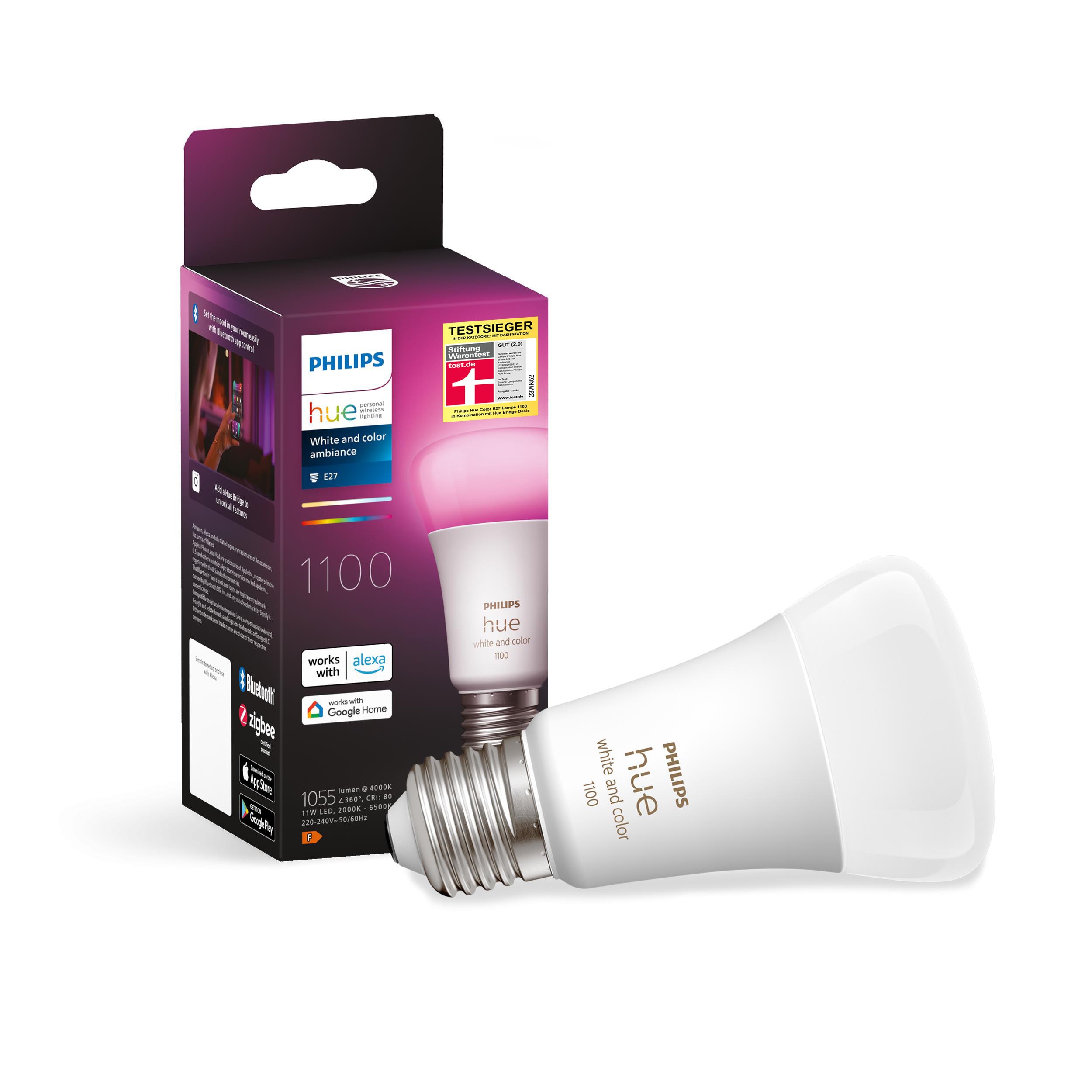 Philips Hue White &amp; Color Ambiance E27 806lm 75W, Testsieger StiWa (01/2024)