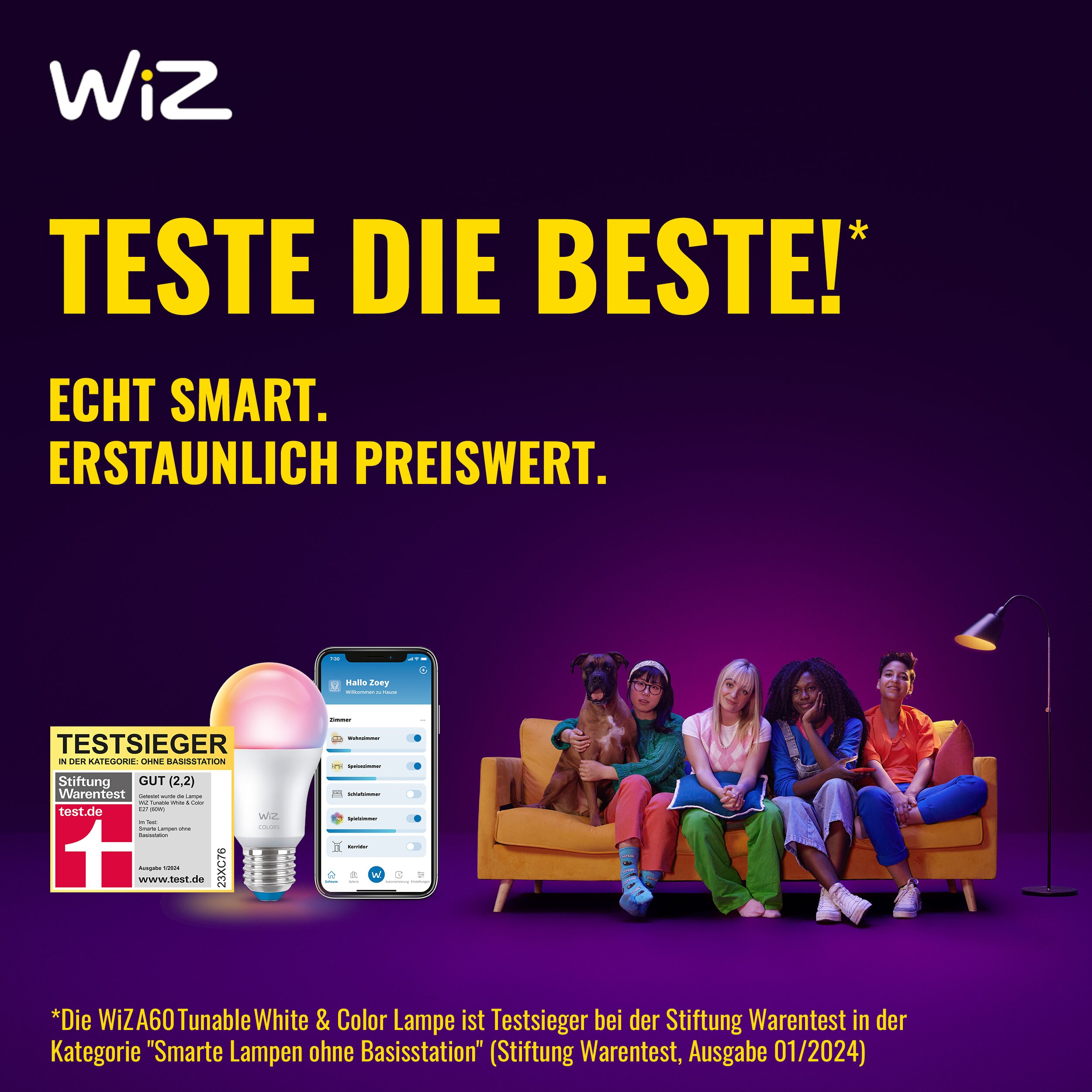 WiZ Indoor Security Kamera Starter Kit mit WiFi Einzelpack Testsieger StiWa01/24