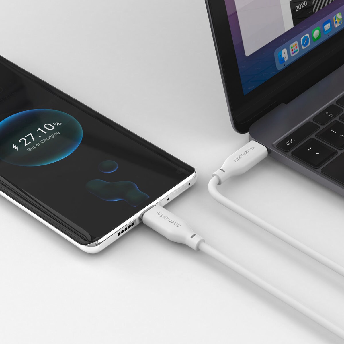 4Smarts USB-C / USB-C Silikon-Kabel High Flex 60W 1,5m - weiß