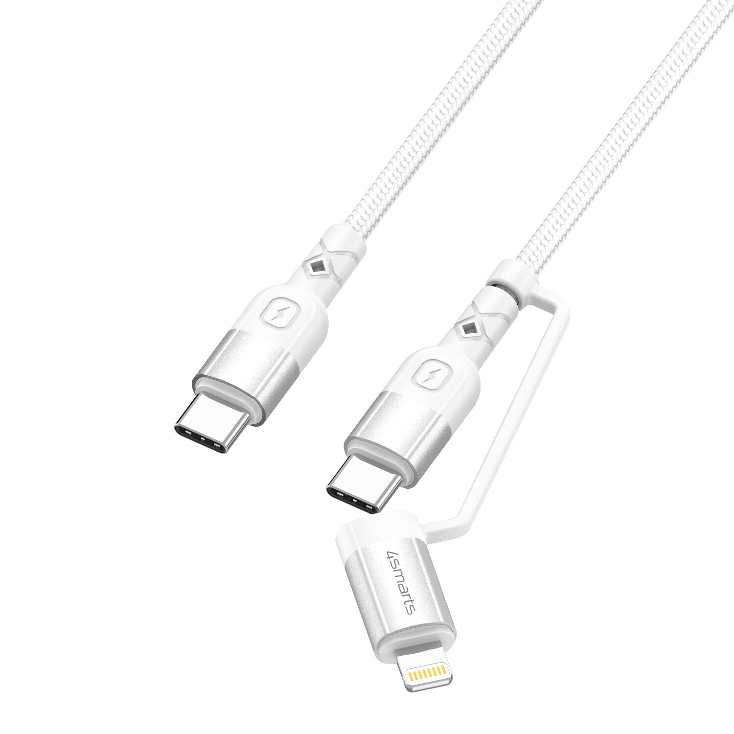 4smarts USB-C/C/ Lightning Kabel ComboCord CL 1.5m textil - weiß