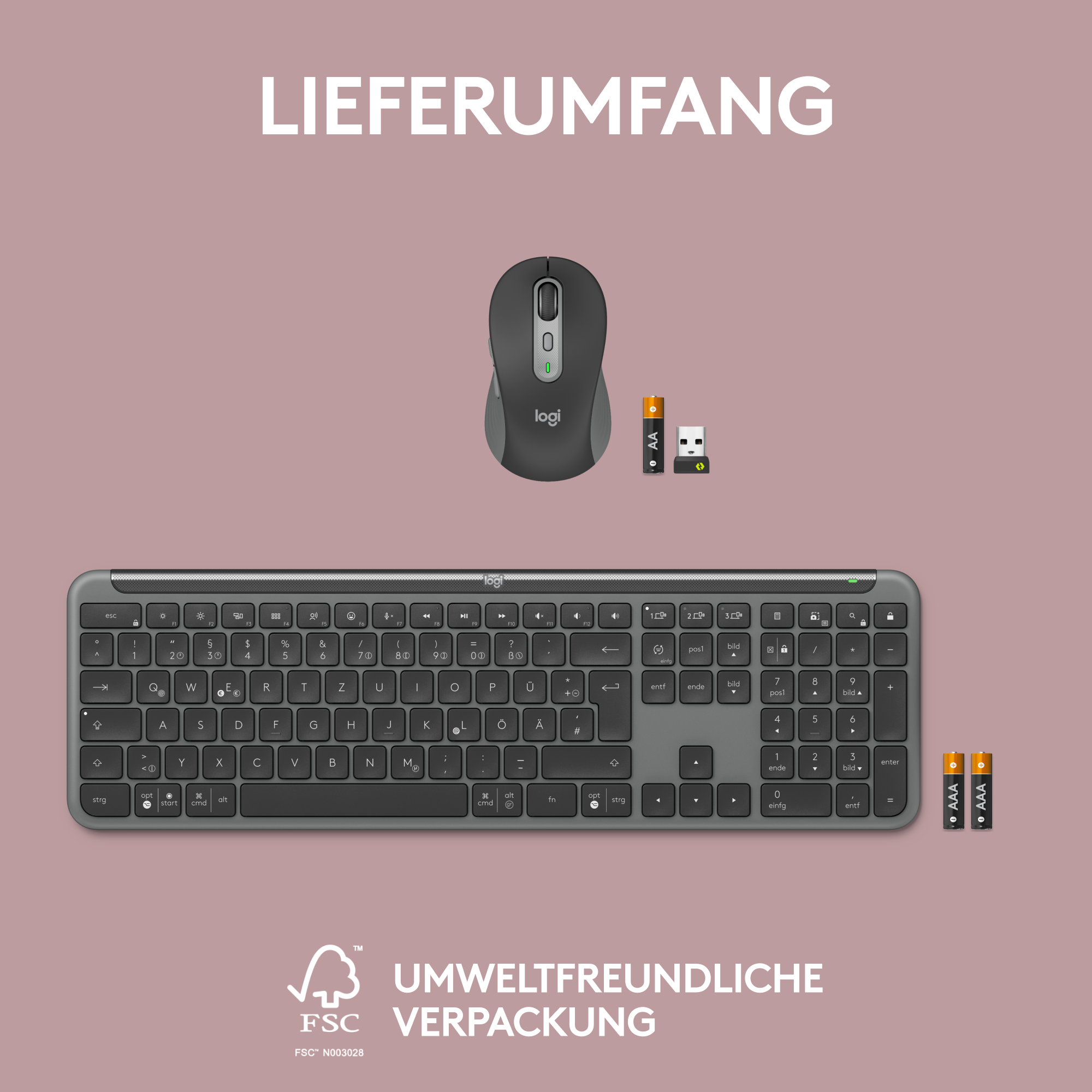 Logitech MK950 Signature Slim Combo Graphite - Kabellose Tastaturkombination