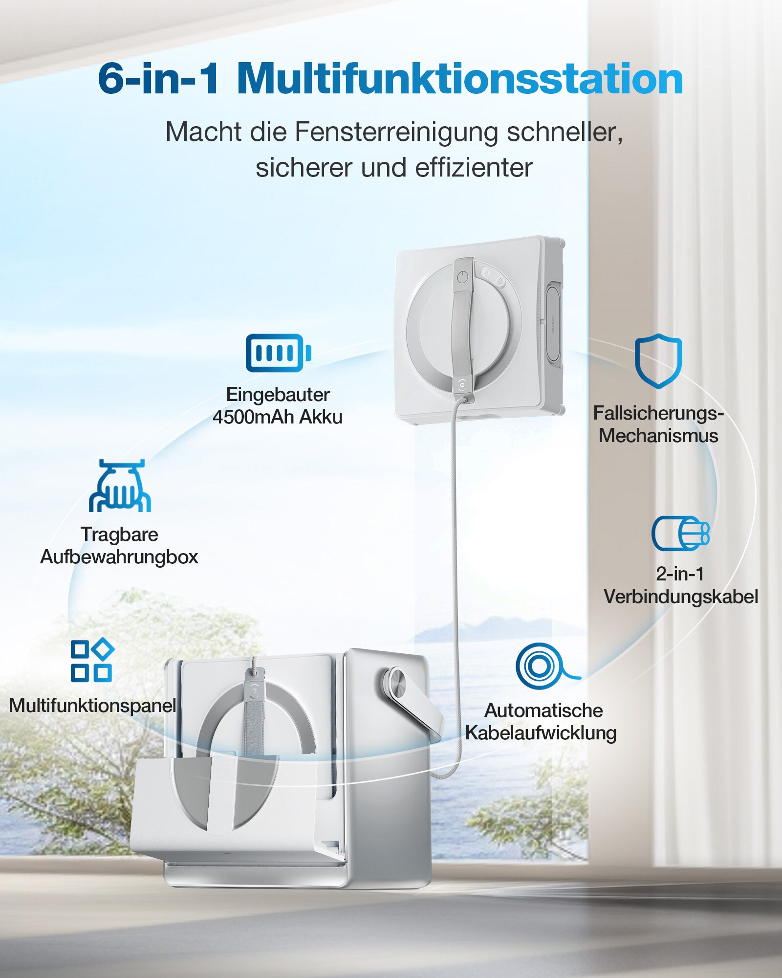 ECOVACS WINBOT W2 OMNI Fensterreinigungsroboter mit Basisstation