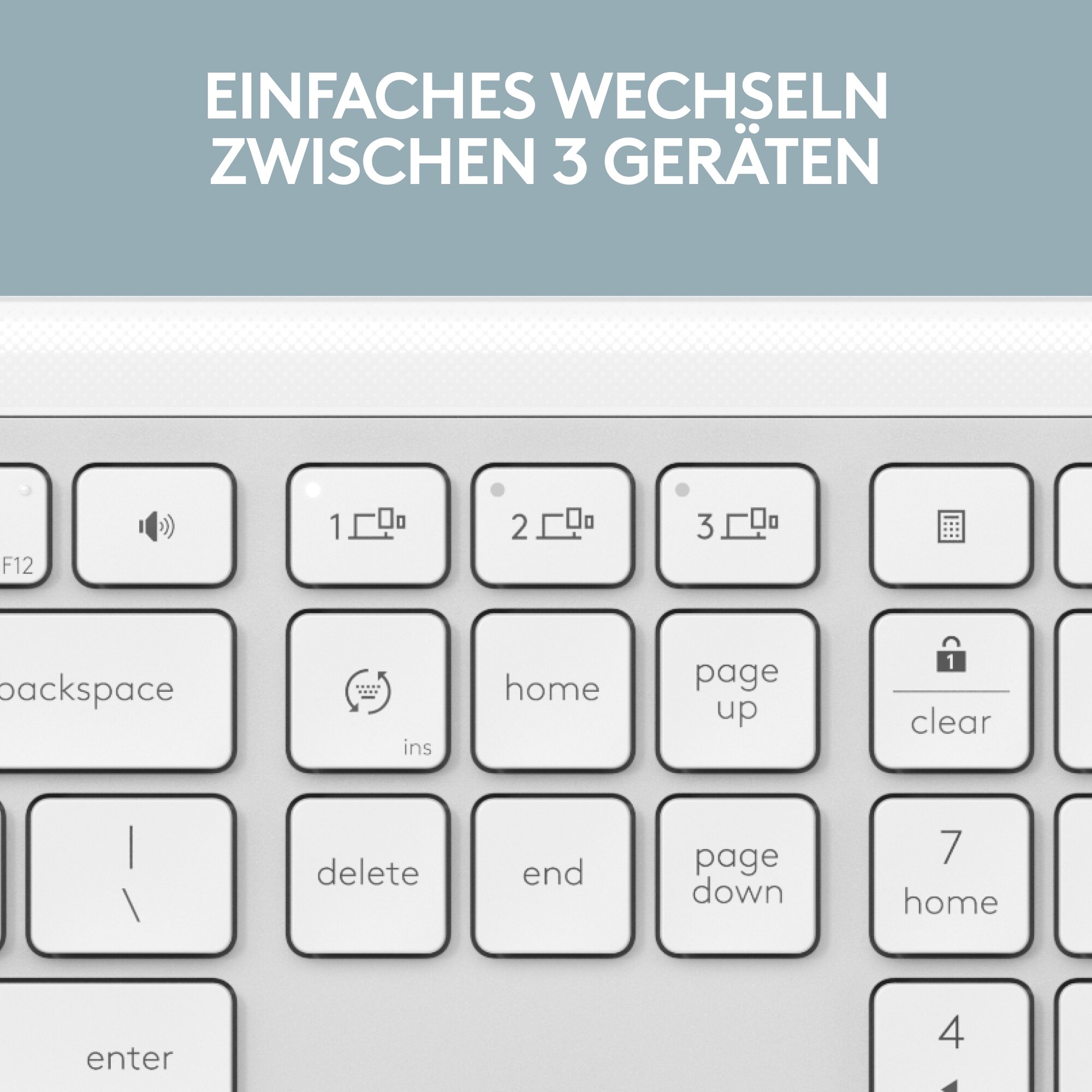 Logitech Signature Slim K950 Pale Grey - Kabellose Tastatur inkl. Logi Bolt