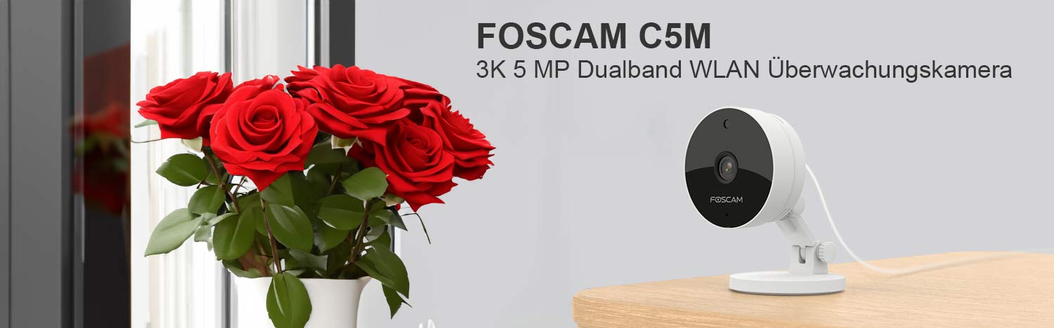 Foscam C5M 3K 5 MP Dual-Band WLAN Überwachungskamera weiß