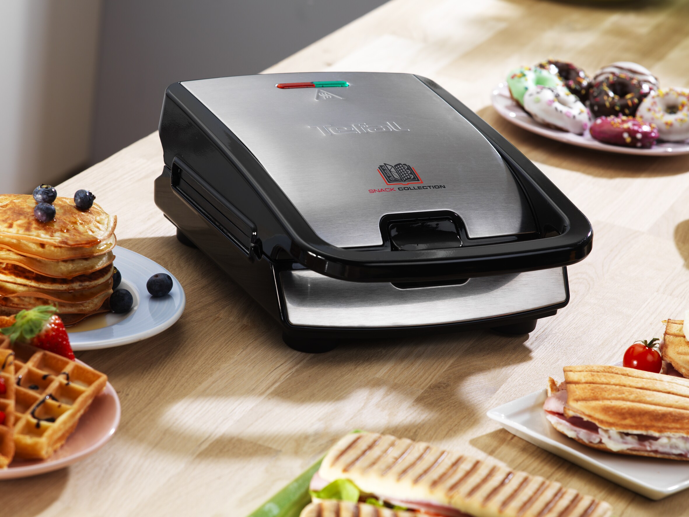 Tefal SW 852D Waffeleisen Snack Collection Schwarz/Edelstahl