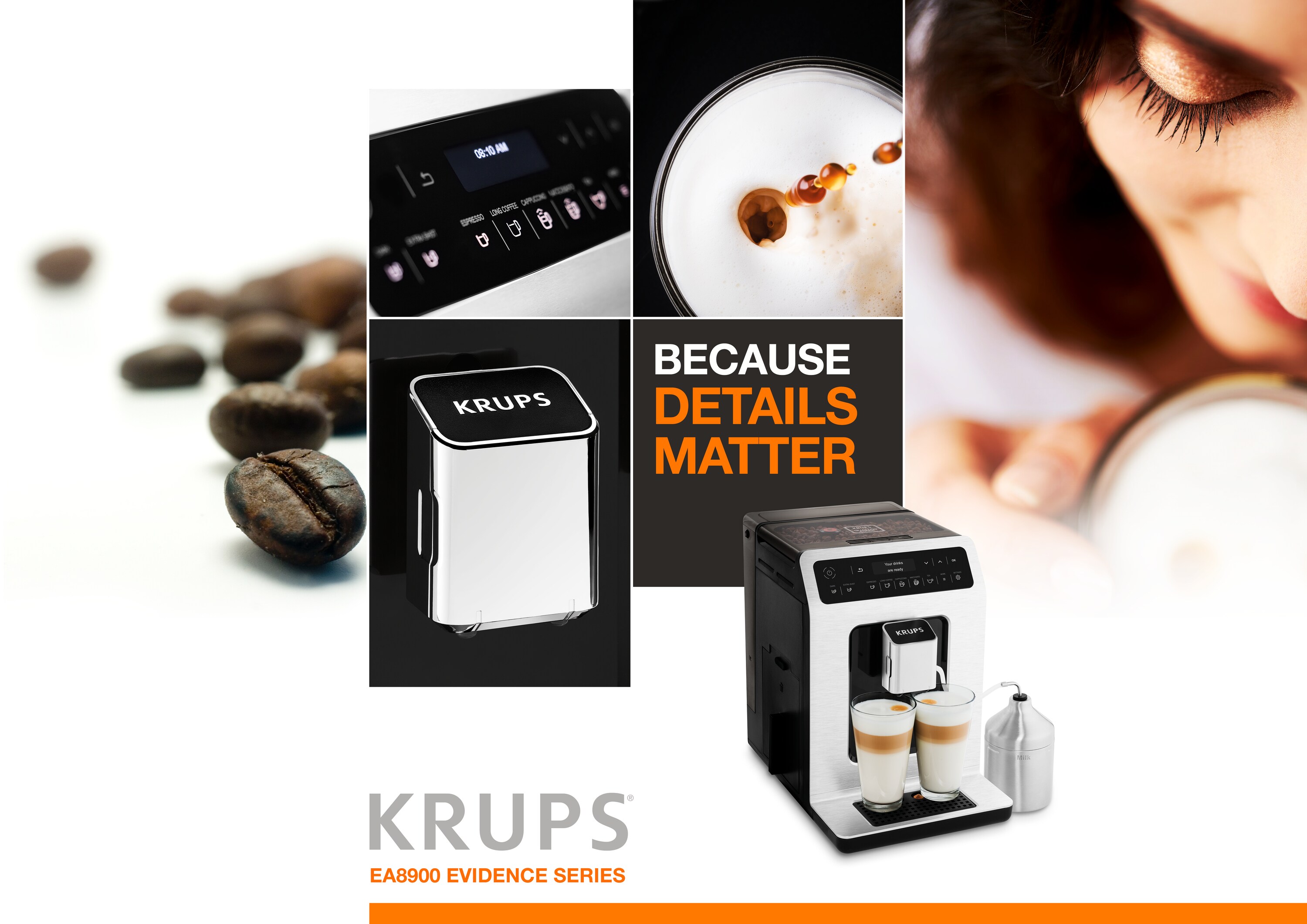 Krups EA891 Evidence Espresso-Vollautomat Schwarz / Weiß