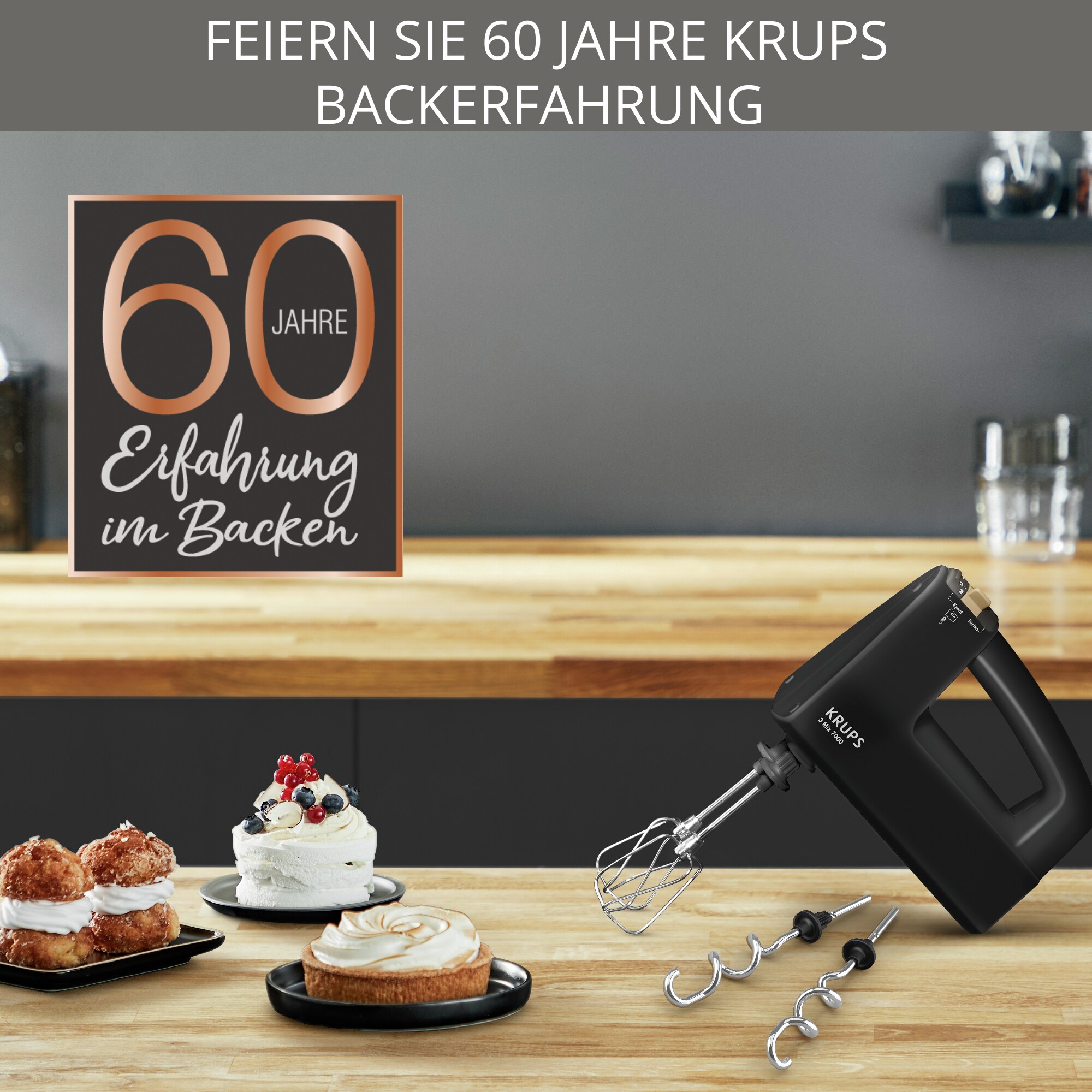 Krups F60858 3Mix 7000 60 Jahre Edition Handmixer 500 Watt schwarz