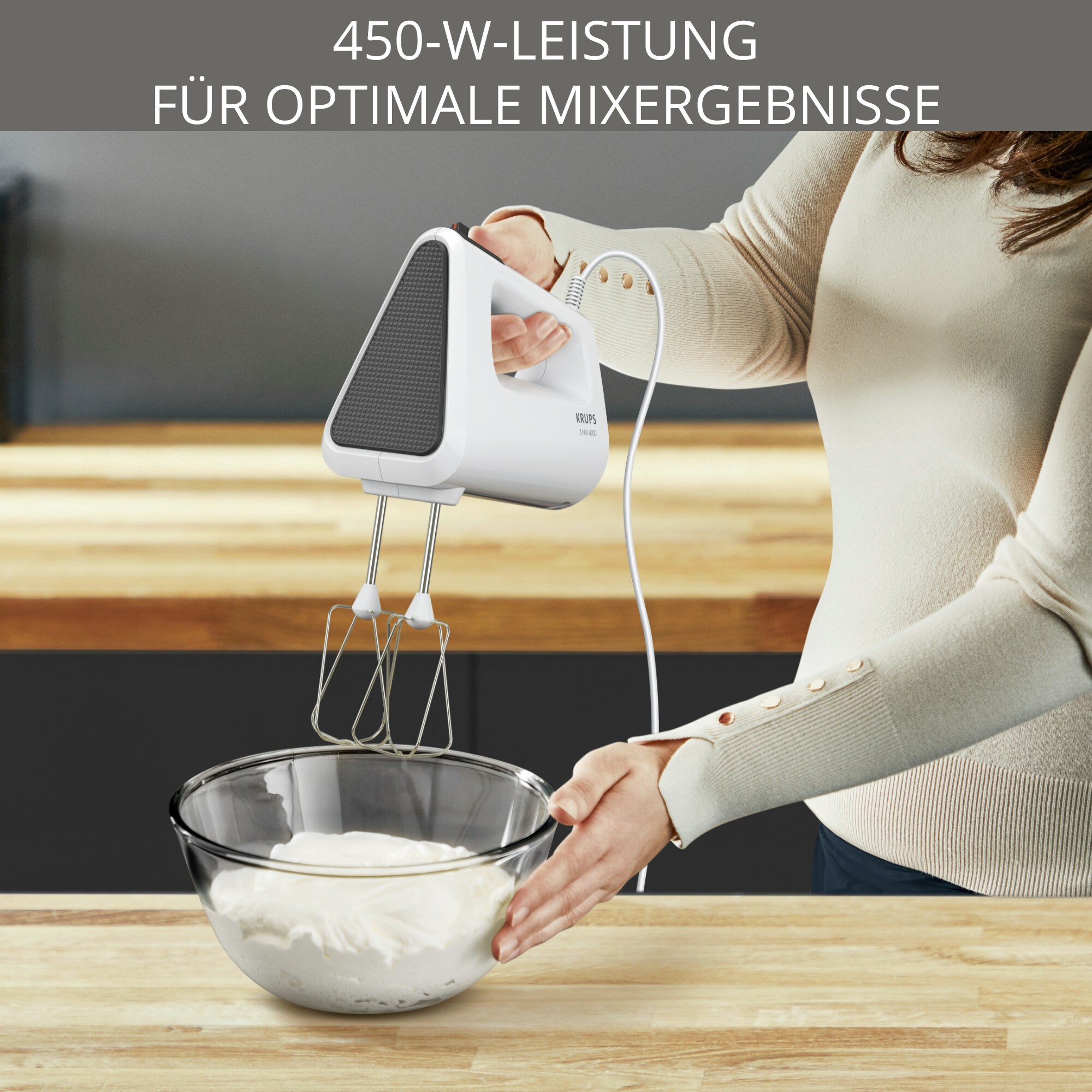 Krups GN4001 3Mix 4000 Handmixer 450 Watt weiß