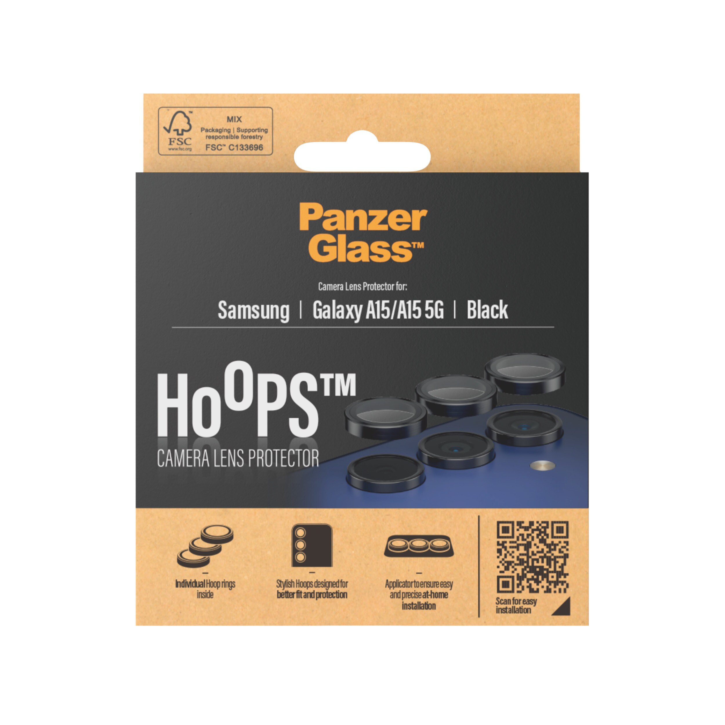 PanzerGlass Hoops Kameraschutz Samsung Galaxy A15/15 5G Schwarz