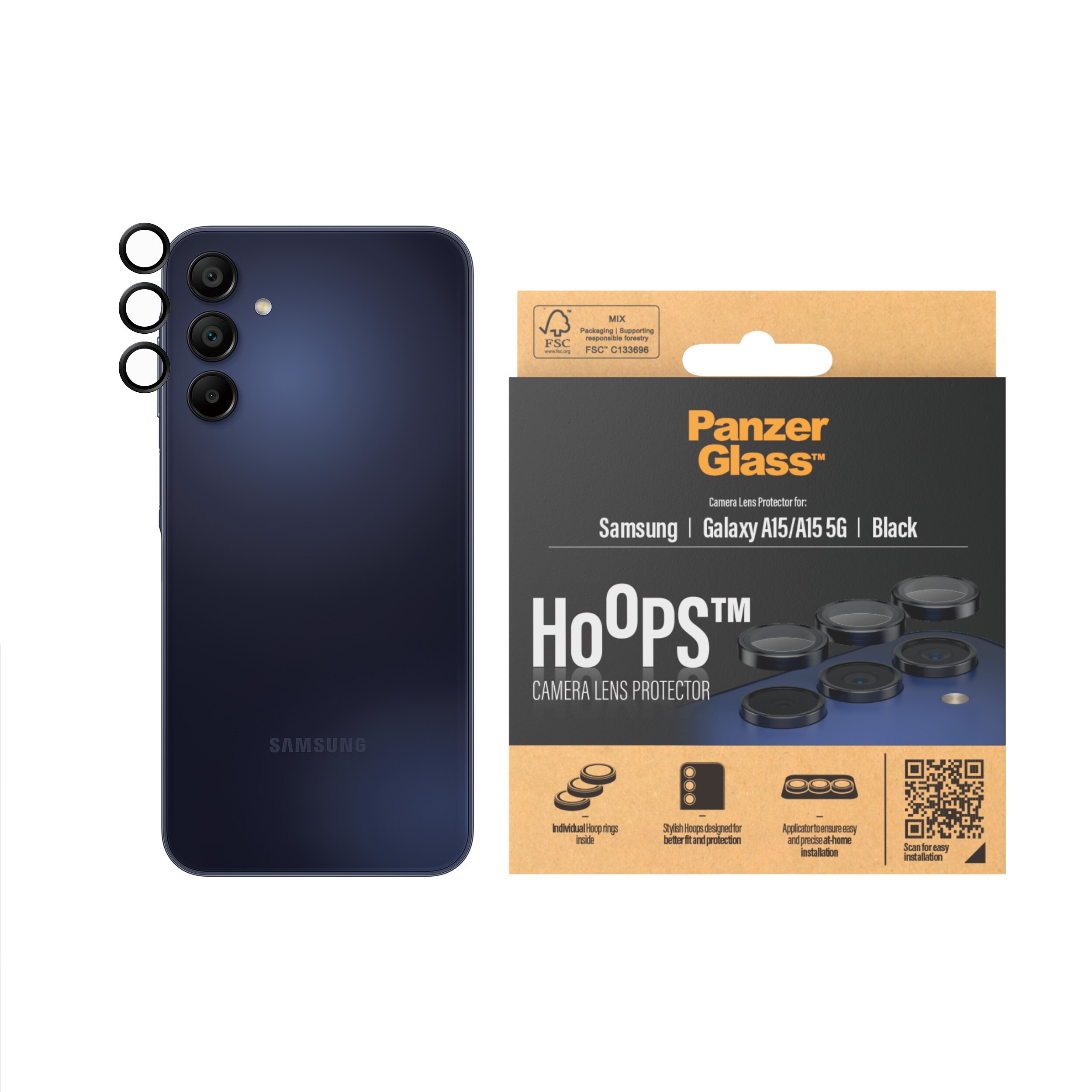 PanzerGlass Hoops Kameraschutz Samsung Galaxy A15/15 5G Schwarz