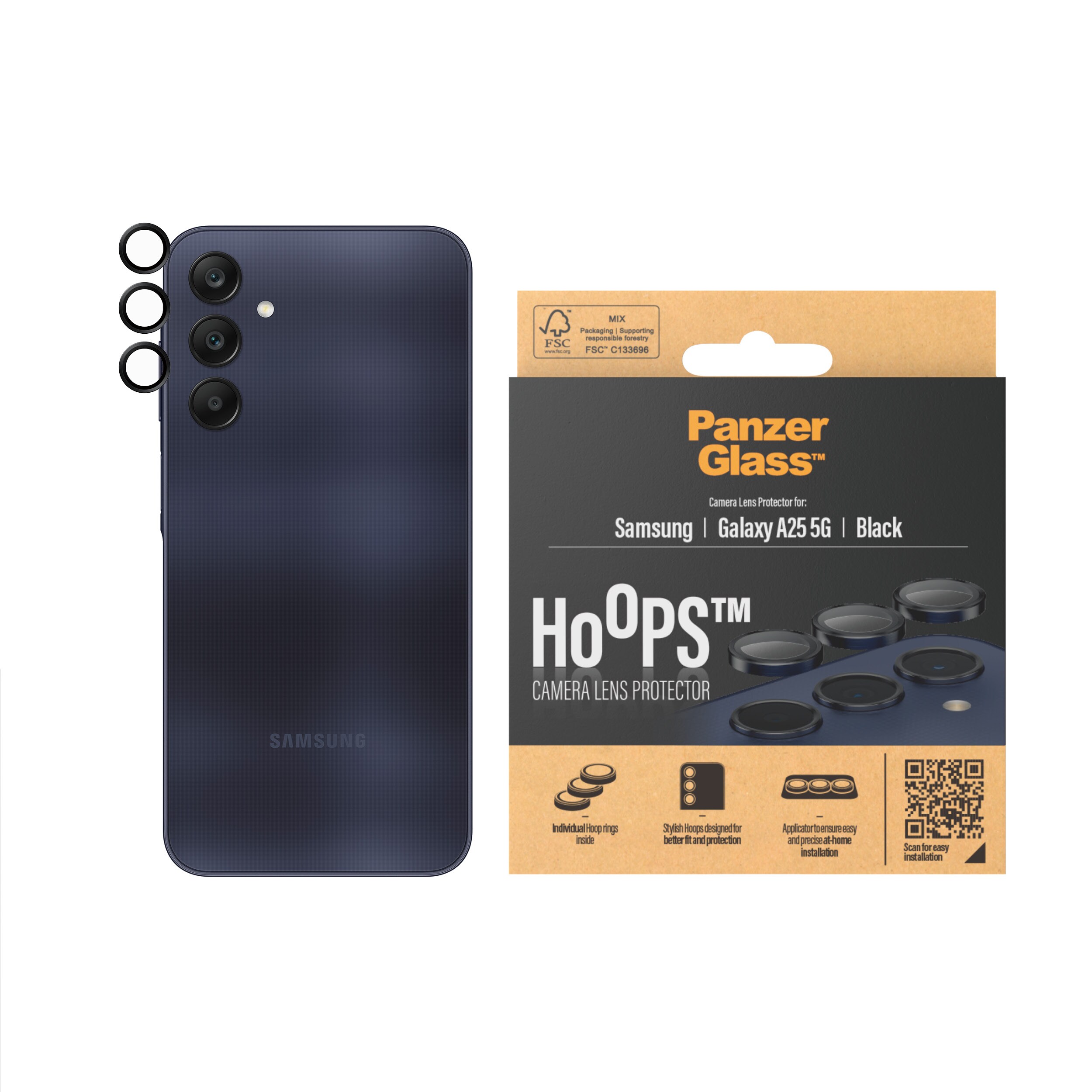 PanzerGlass Hoops Kameraschutz Samsung Galaxy A25 5G Schwarz