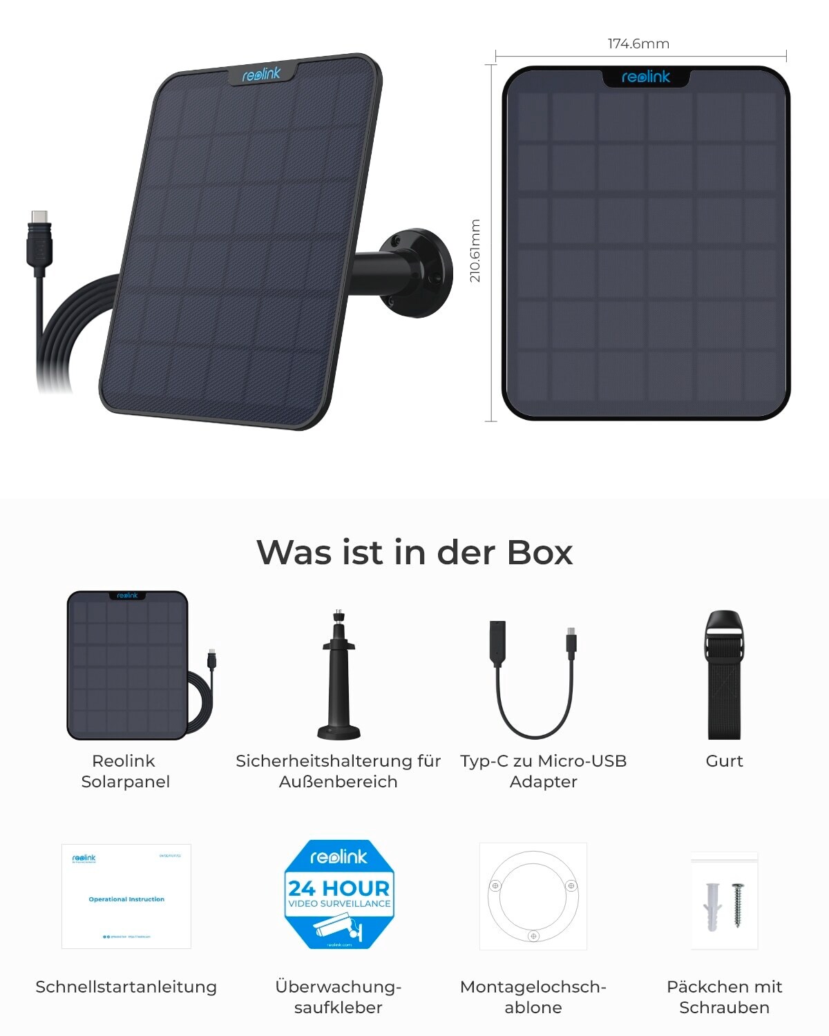 Reolink 6W Solarpanel schwarz